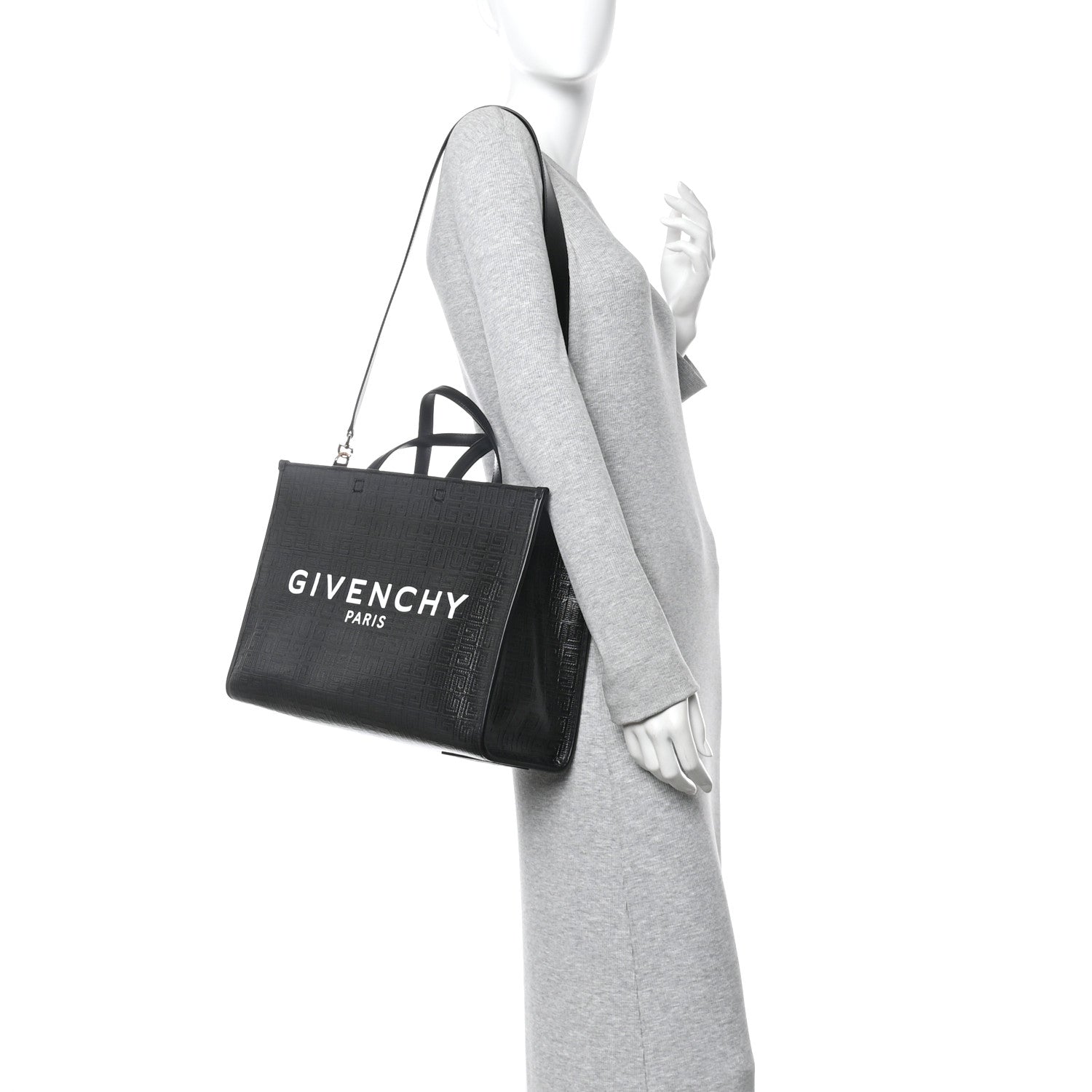 4G Coated Canvas Logo Medium G Tote Black