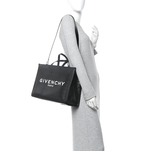 4G Coated Canvas Logo Medium G Tote Black