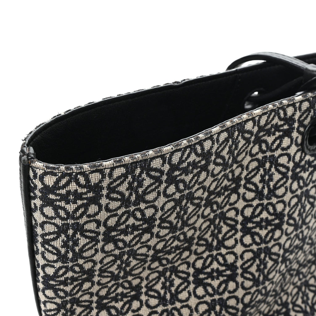 Jacquard Anagram Calfskin East West Tote Beige Black
