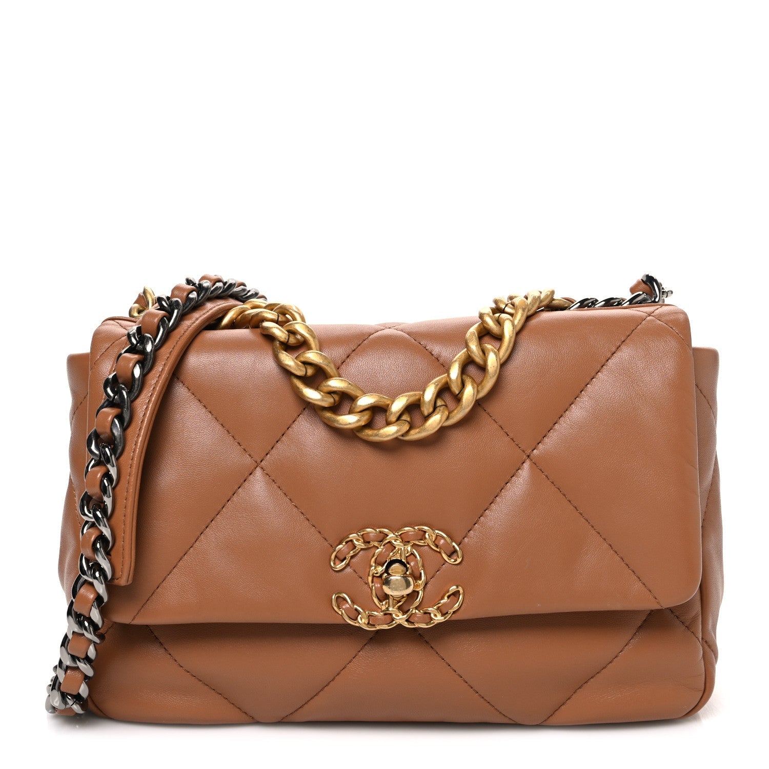 Lambskin Quilted Medium Chanel 19 Flap Brown