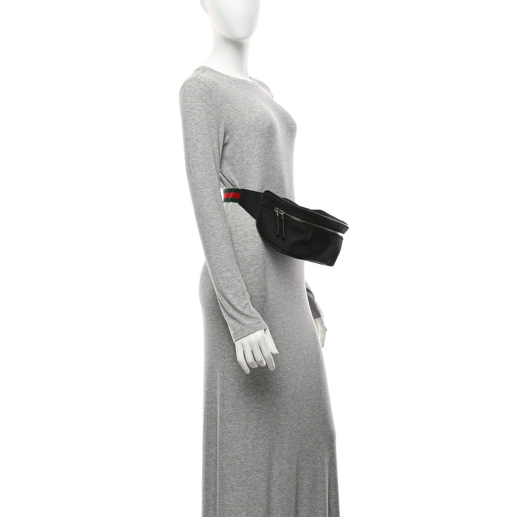 Techno Canvas Web Large Belt Bag Black