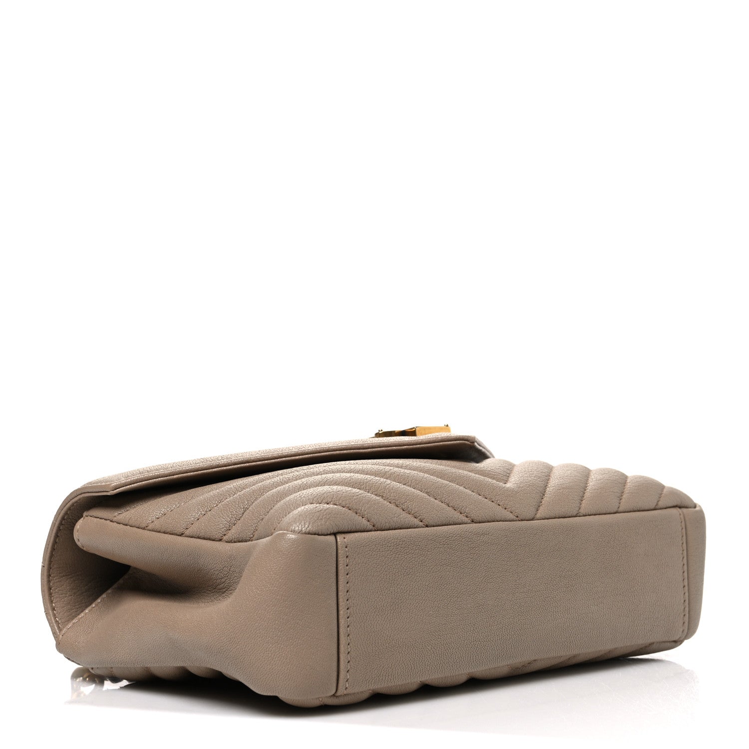 Sheepskin Matelasse Chevron Monogram Medium College Bag Dark Beige