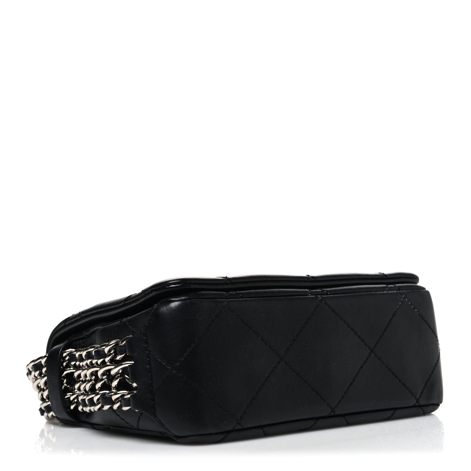 Lambskin Quilted Mini Chain Rows Flap Black