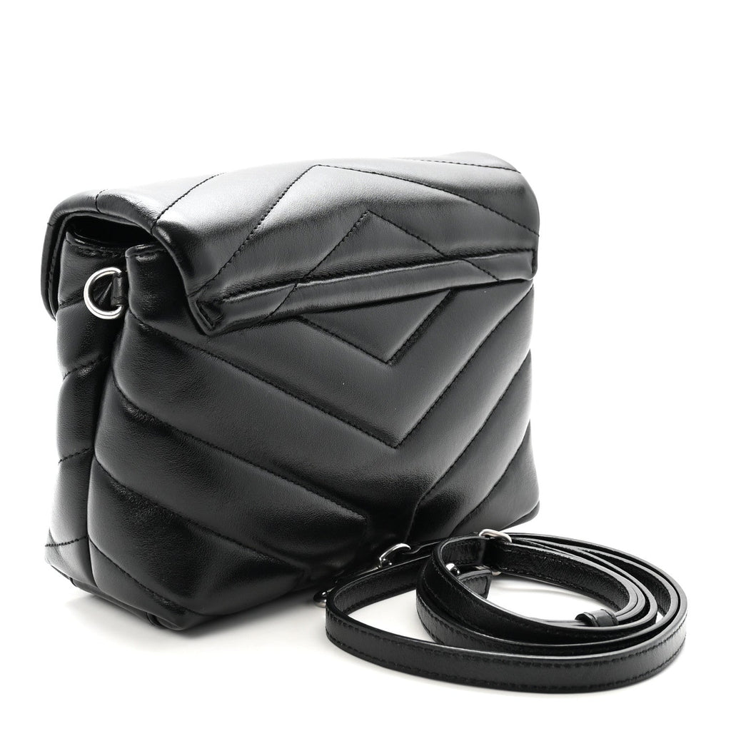 Calfskin Y Quilted Monogram Toy Loulou Crossbody Bag Black