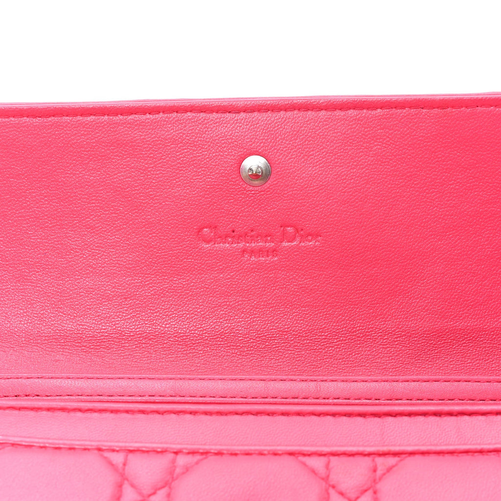 Lambskin Cannage Lady Dior Rendezvous Wallet On Chain Fuchsia