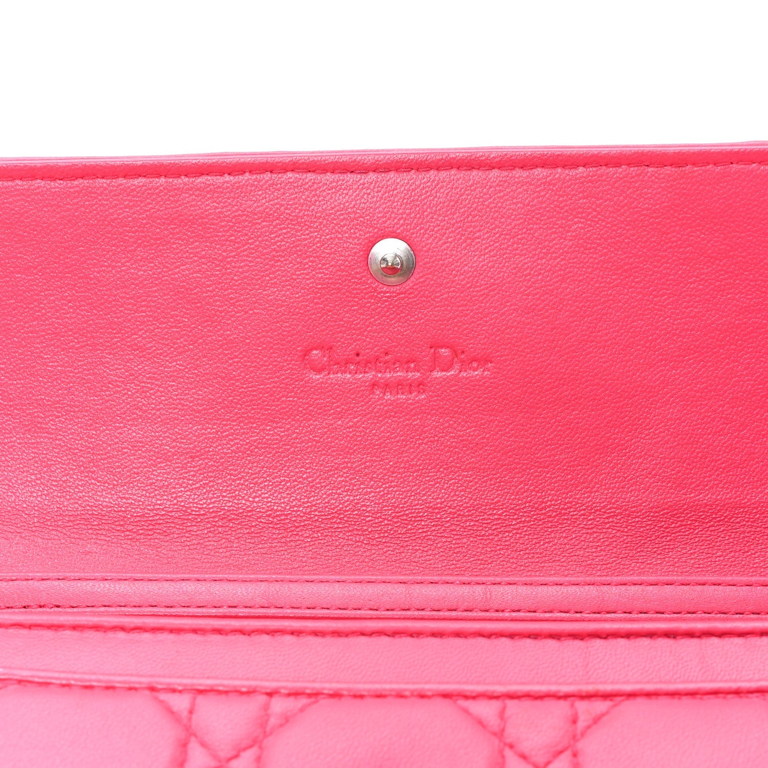 Lambskin Cannage Lady Dior Rendezvous Wallet On Chain Fuchsia