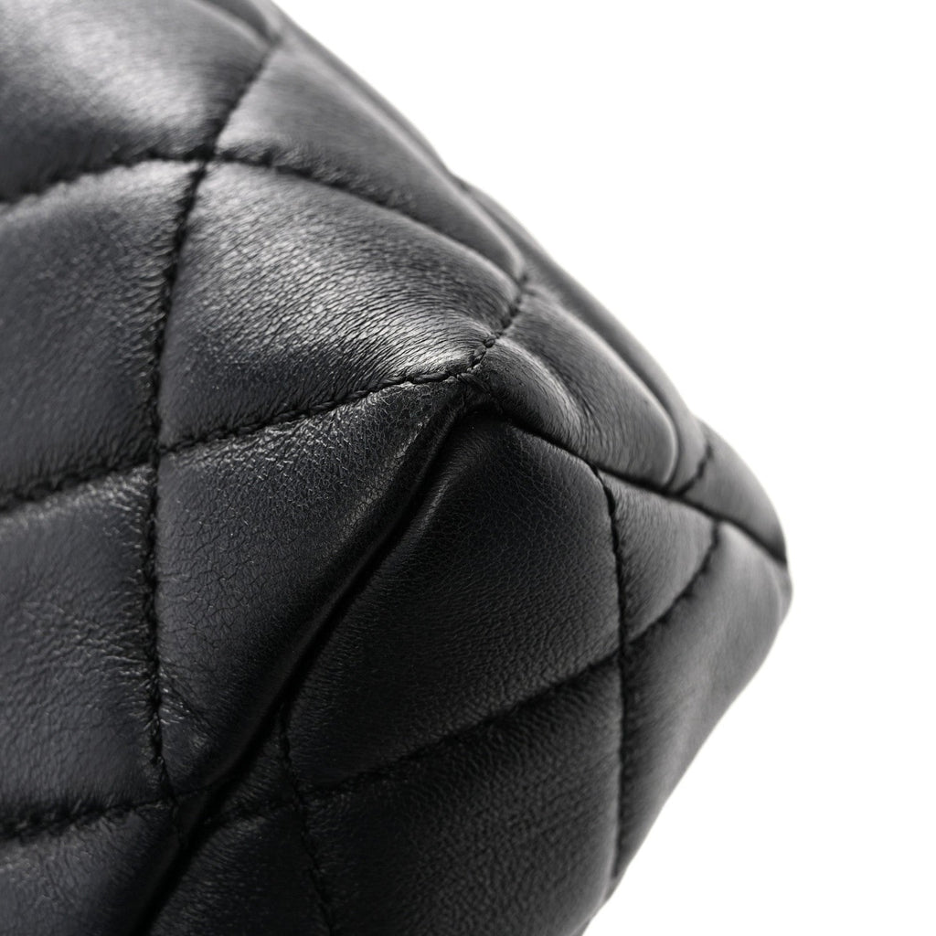 Lambskin Quilted Mini Quilted Handle Crush Flap Black