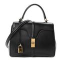 Satinated Calfskin Small 16 Top Handle Bag Black