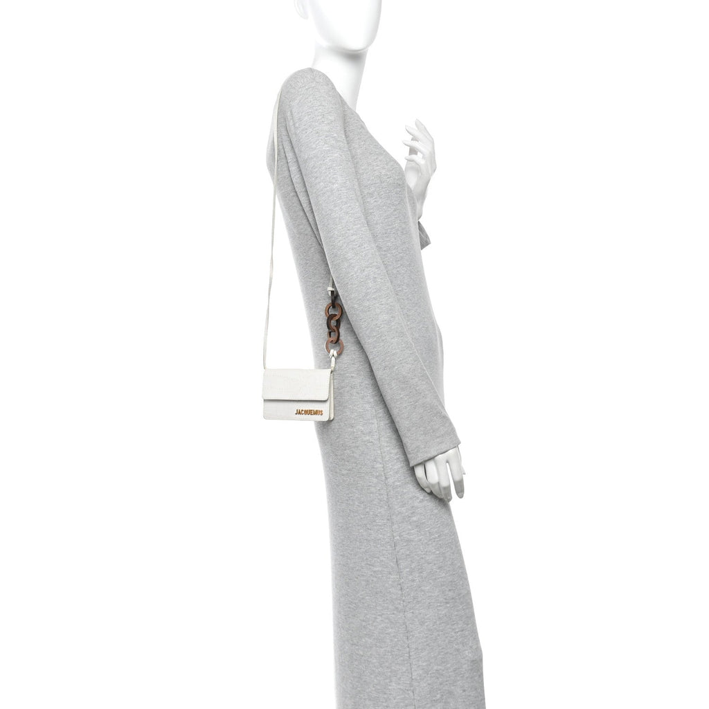 Calfskin Crocodile Embossed Le Riviera White
