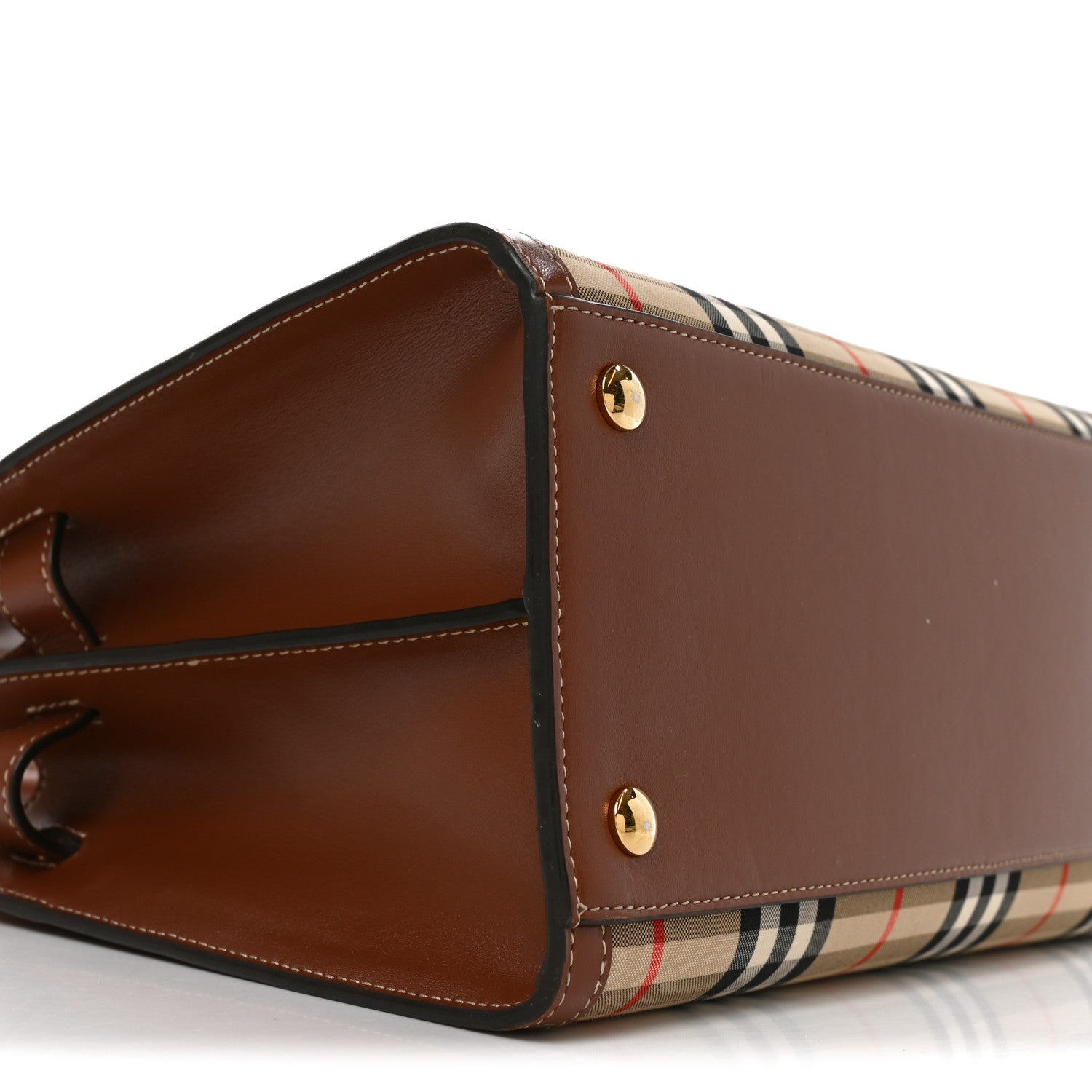 Calfskin Vintage Check Two Handle Title Bag Archive Beige