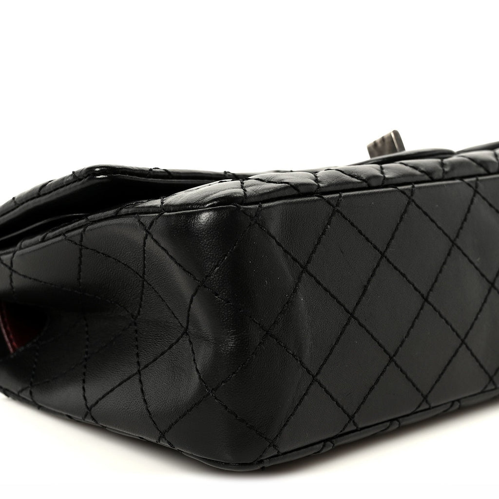 Aged Calfskin Quilted 2.55 Reissue 225 Flap Black