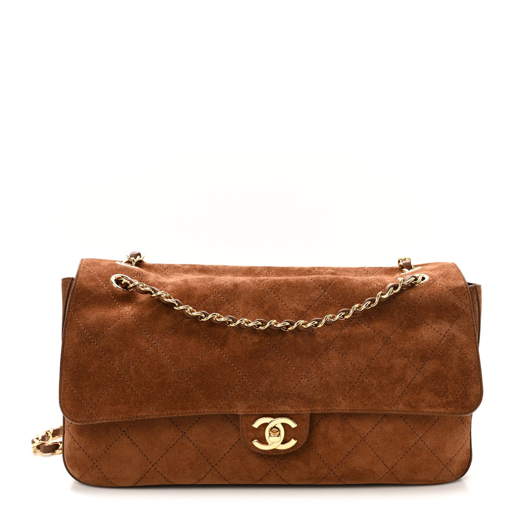 Suede Calfskin Small Souplissimo Maxi Flap Camel