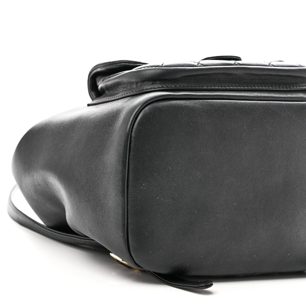 Lambskin Quilted Large Duma Drawstring Backpack Black