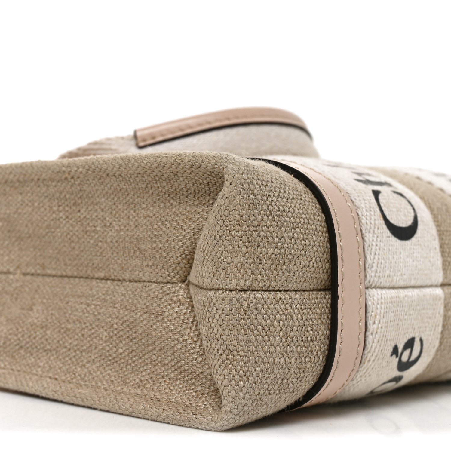 Linen Calfskin Mini Woody Ribbon Tote Cement Pink