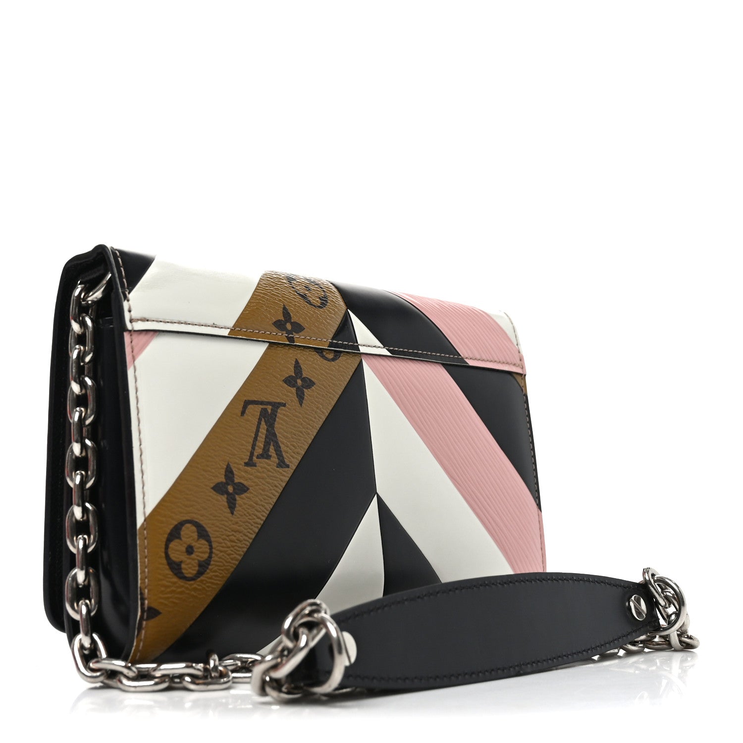 Epi Reverse Monogram Twist Chain Wallet Rose Ballerine