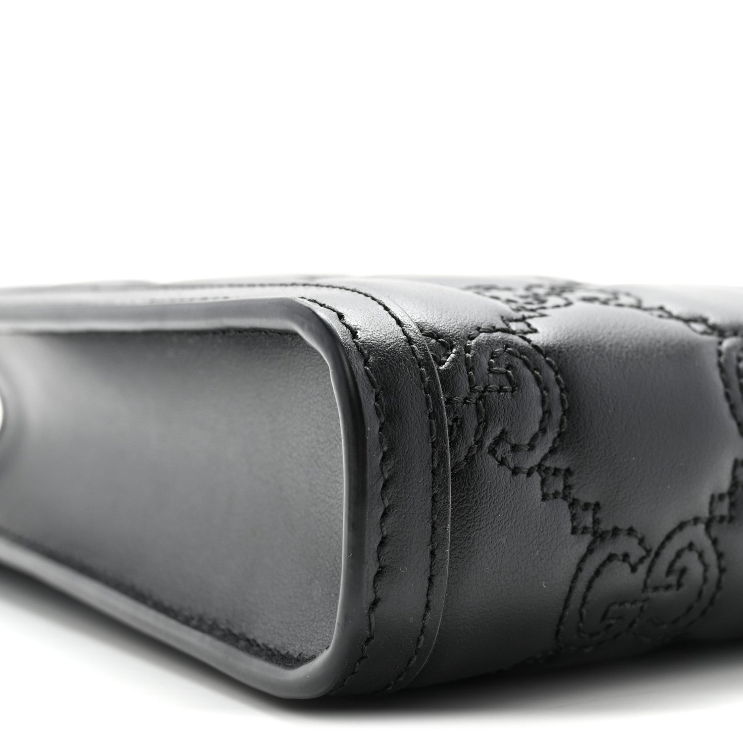 Calfskin GG Matelasse Mini Top Slip Handle Crossbody Bag Black Natural