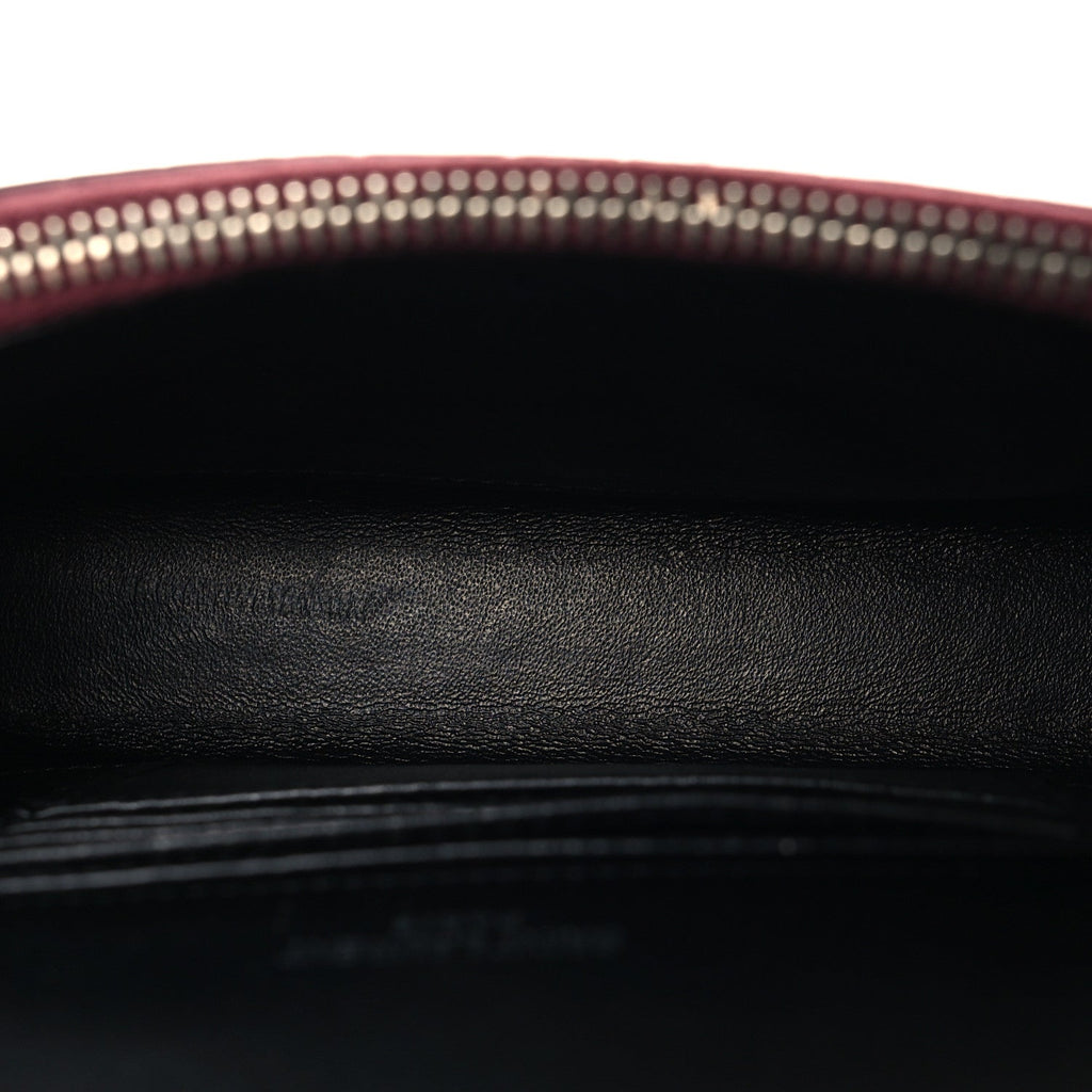 Calfskin Crocodile Embossed Monogram Kate Belt Bag Burgundy