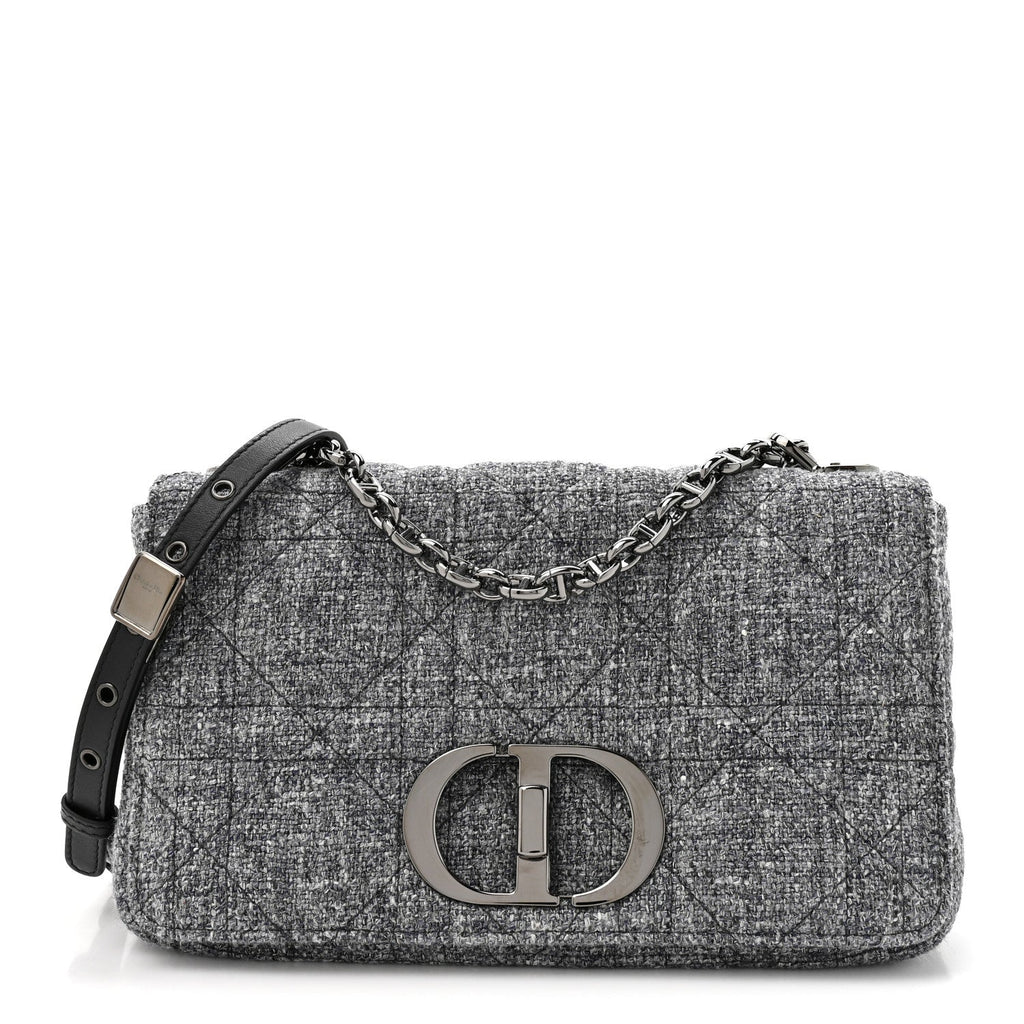 Tweed Macrocannage Medium Caro Bag Black