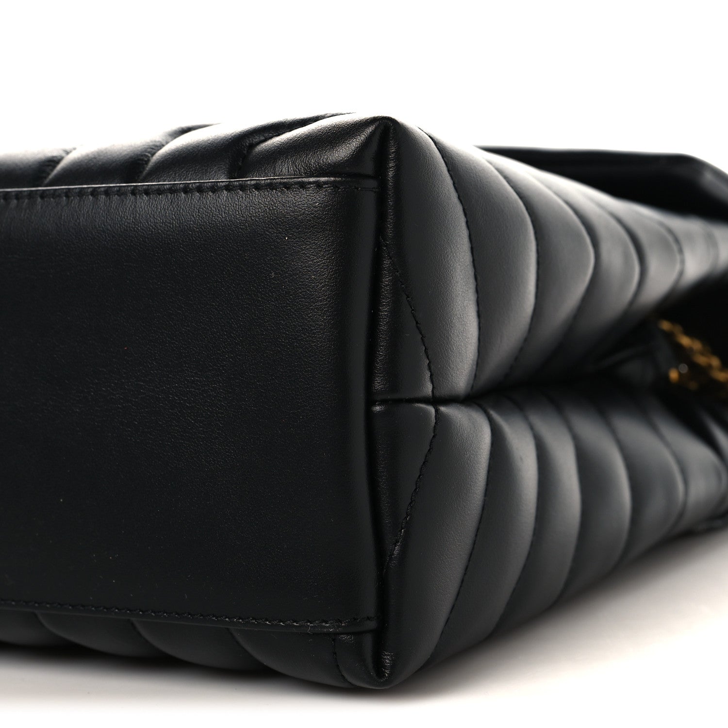Calfskin Y Quilted Monogram Medium Loulou Chain Satchel Black