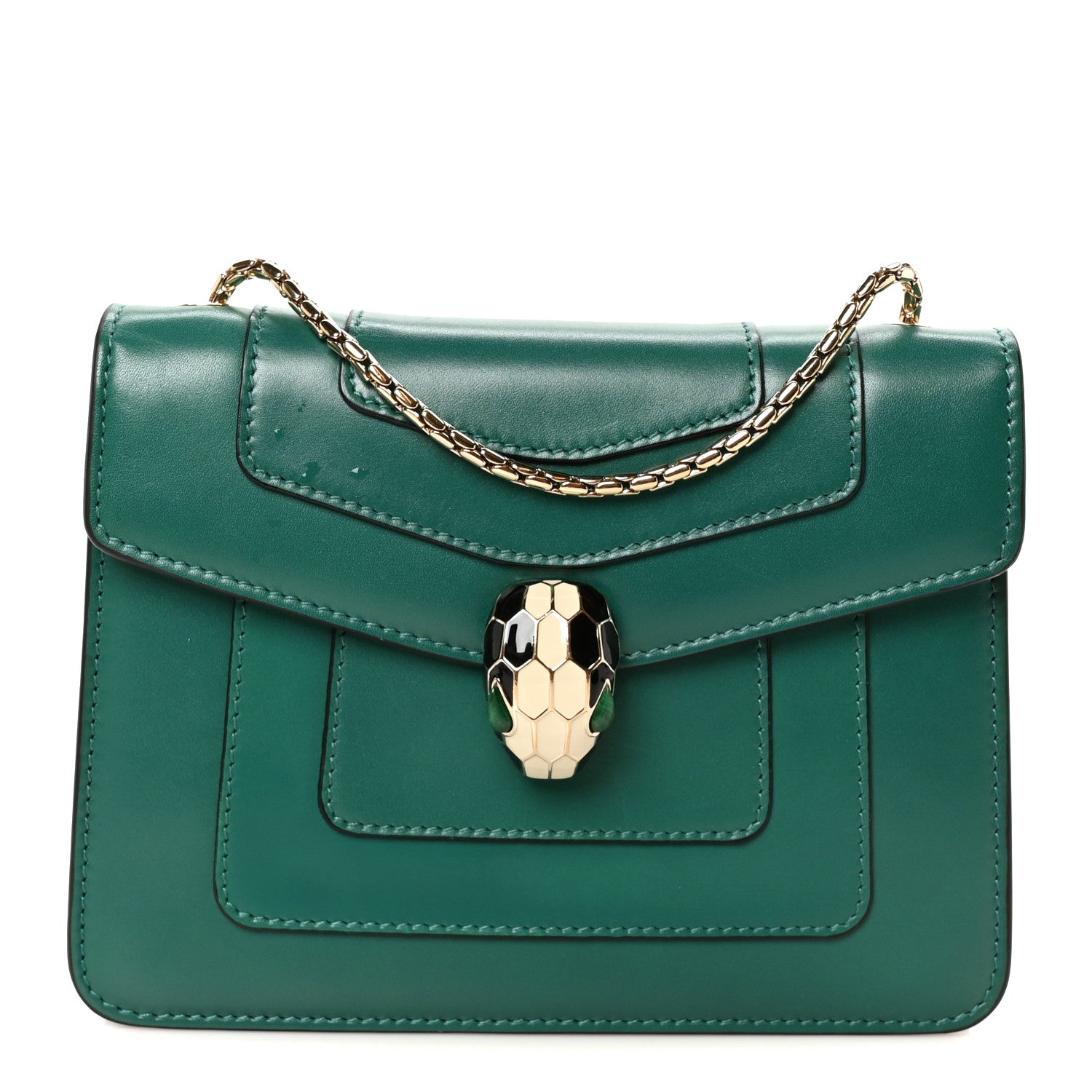 Calfskin Small Serpenti Forever Snake Strap Crossbody Bag Emerald Green