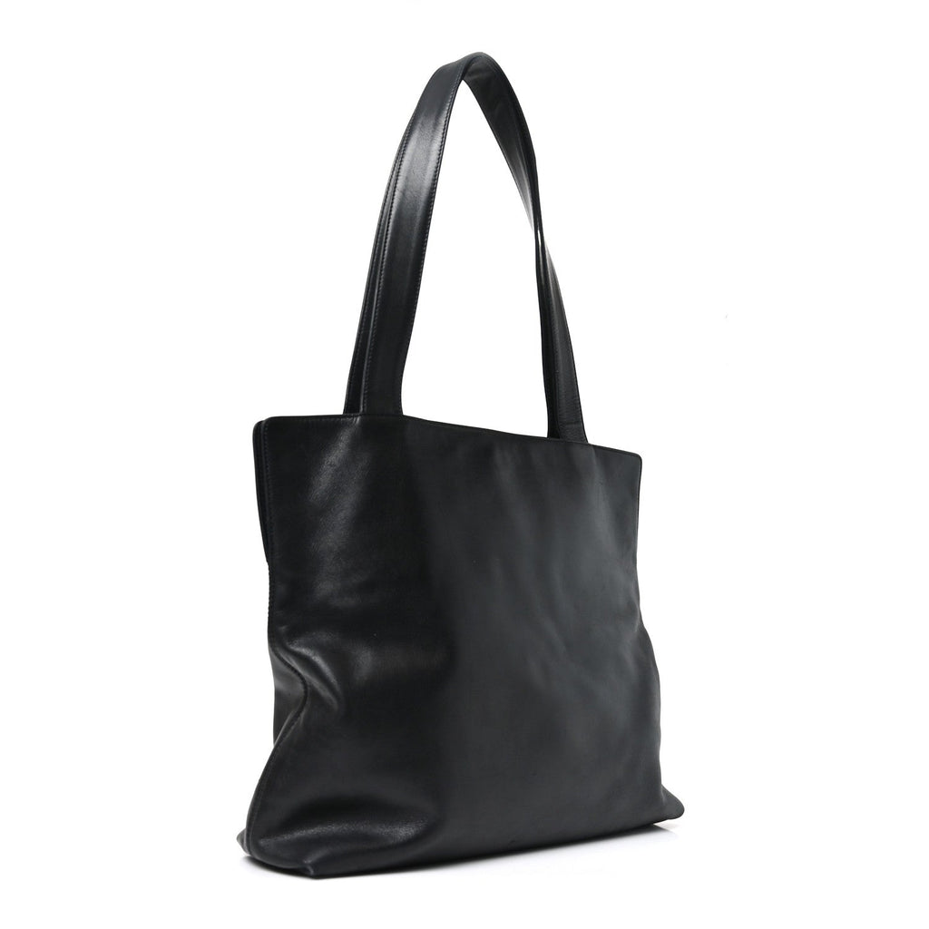 Calfskin Embossed CC Shoulder Bag Black