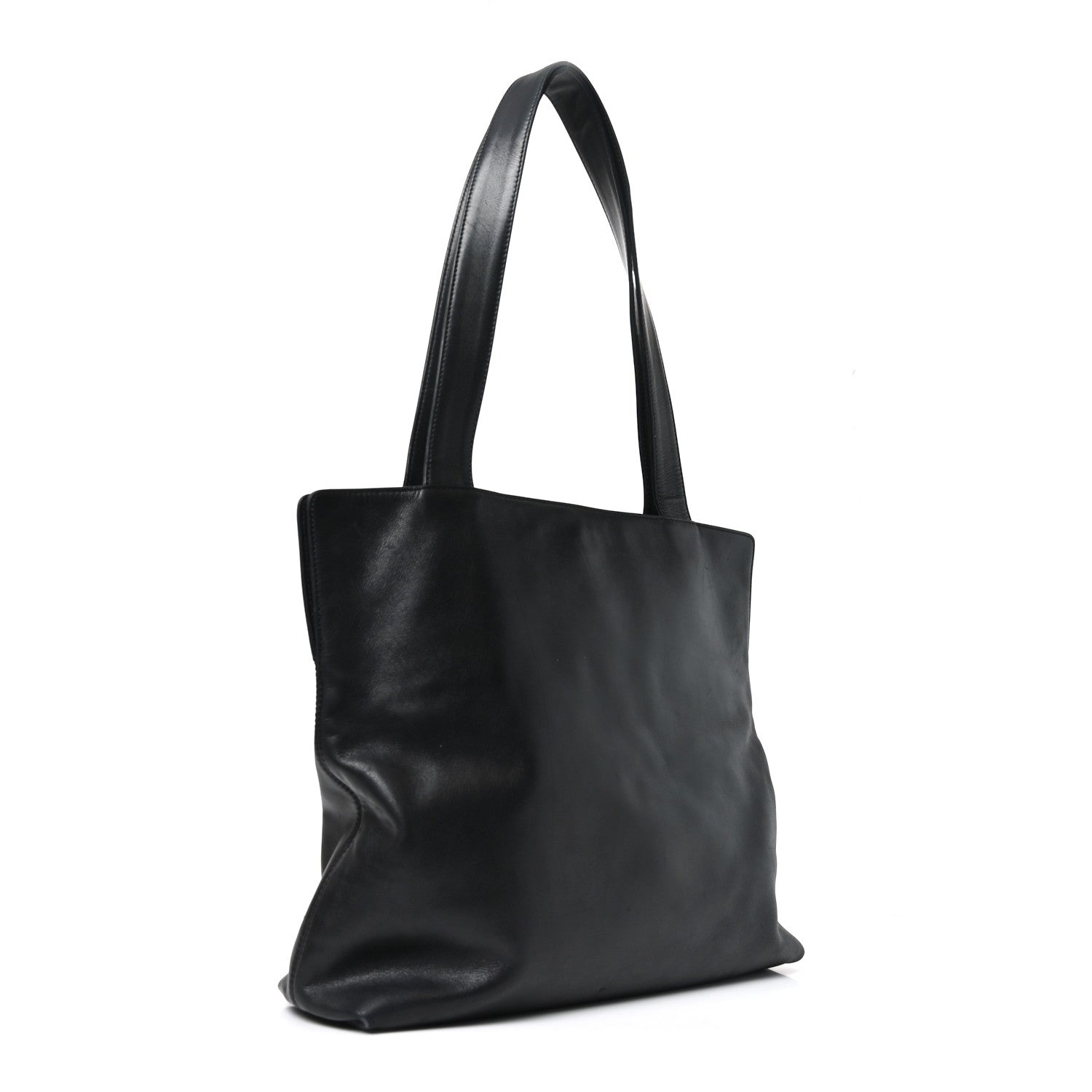 Calfskin Embossed CC Shoulder Bag Black