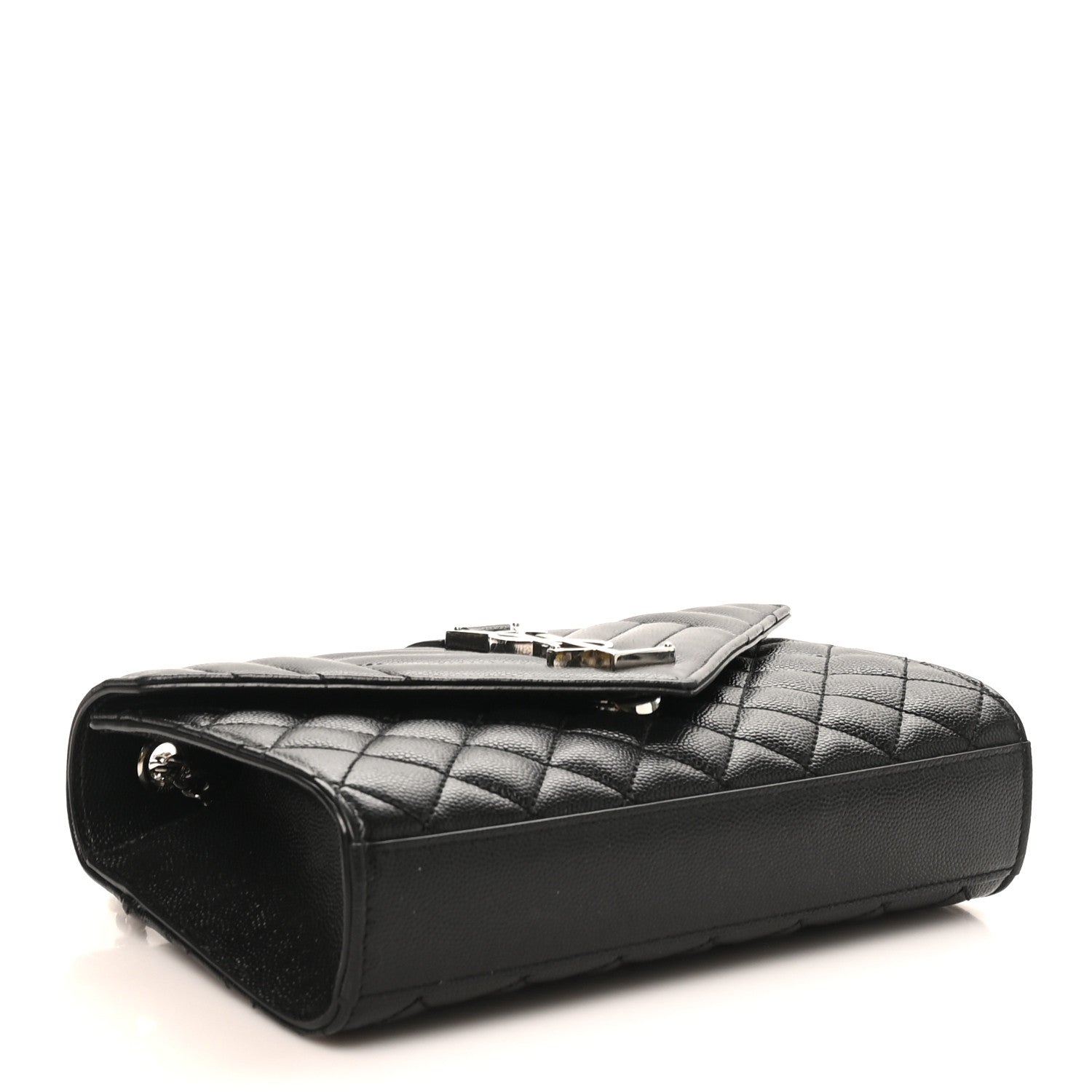 Grain De Poudre Textured Mixed Matelasse Triquilt Small Monogram Satchel Black
