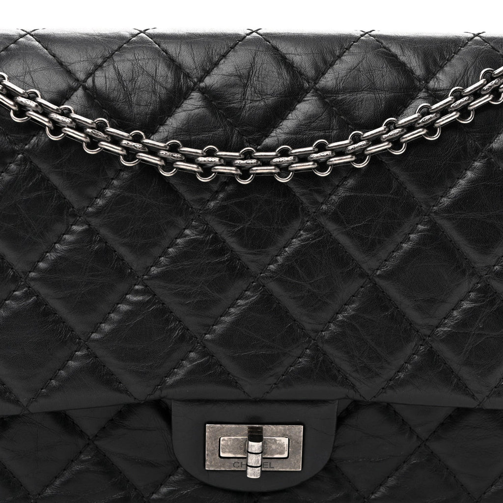 Aged Calfskin Quilted 2.55 Reissue 226 Flap Black
