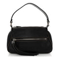 Grained Calfskin Tassel Shoulder Bag Black