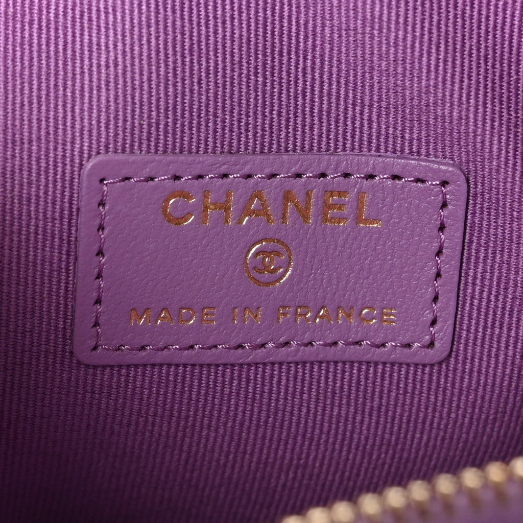 Lambskin Quilted CC In Love Heart Clutch With Chain Purple