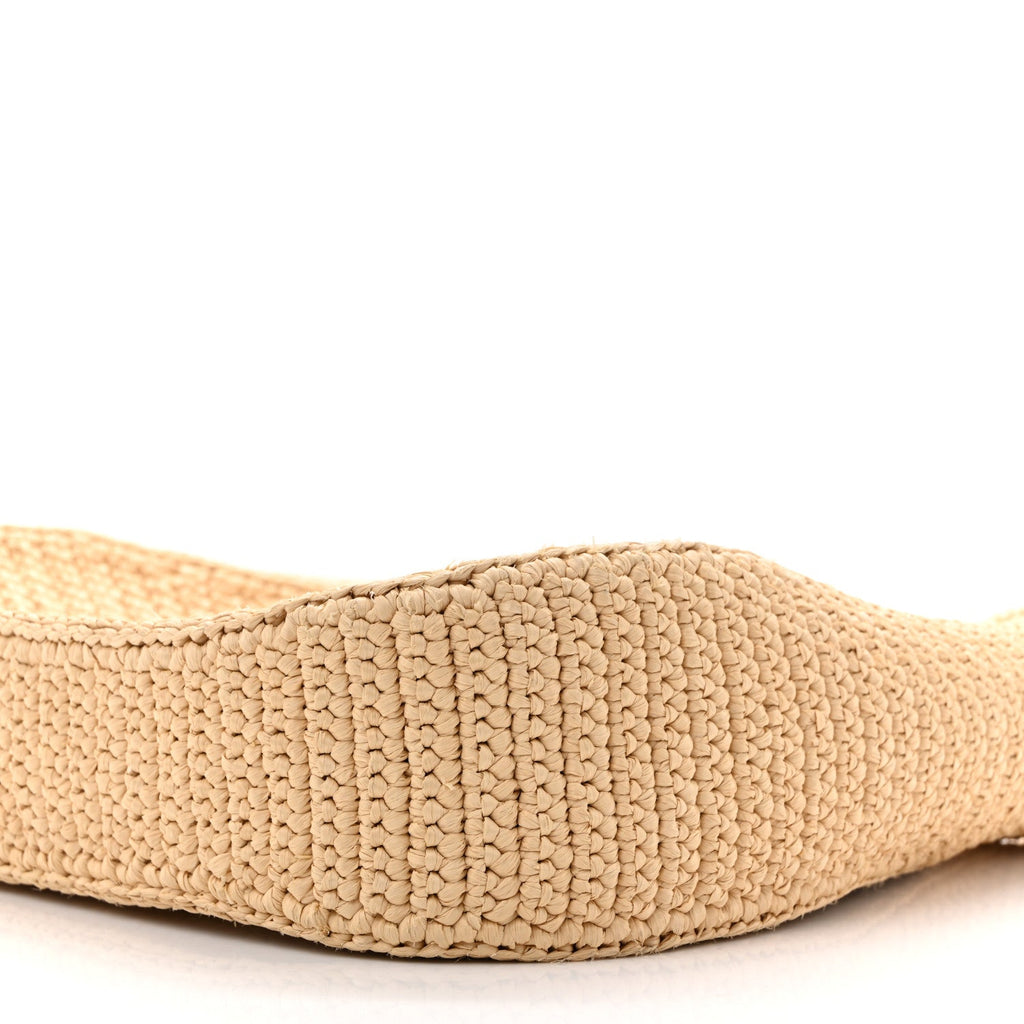 Yarn Raffia Effect Crochet Embroidered Logo Hobo Naturale