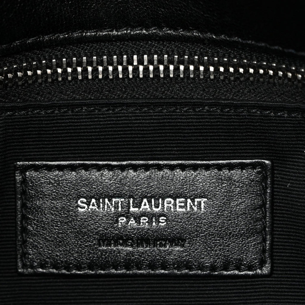 Lambskin Quilted Small Loulou Puffer Monogram Chain Satchel Black