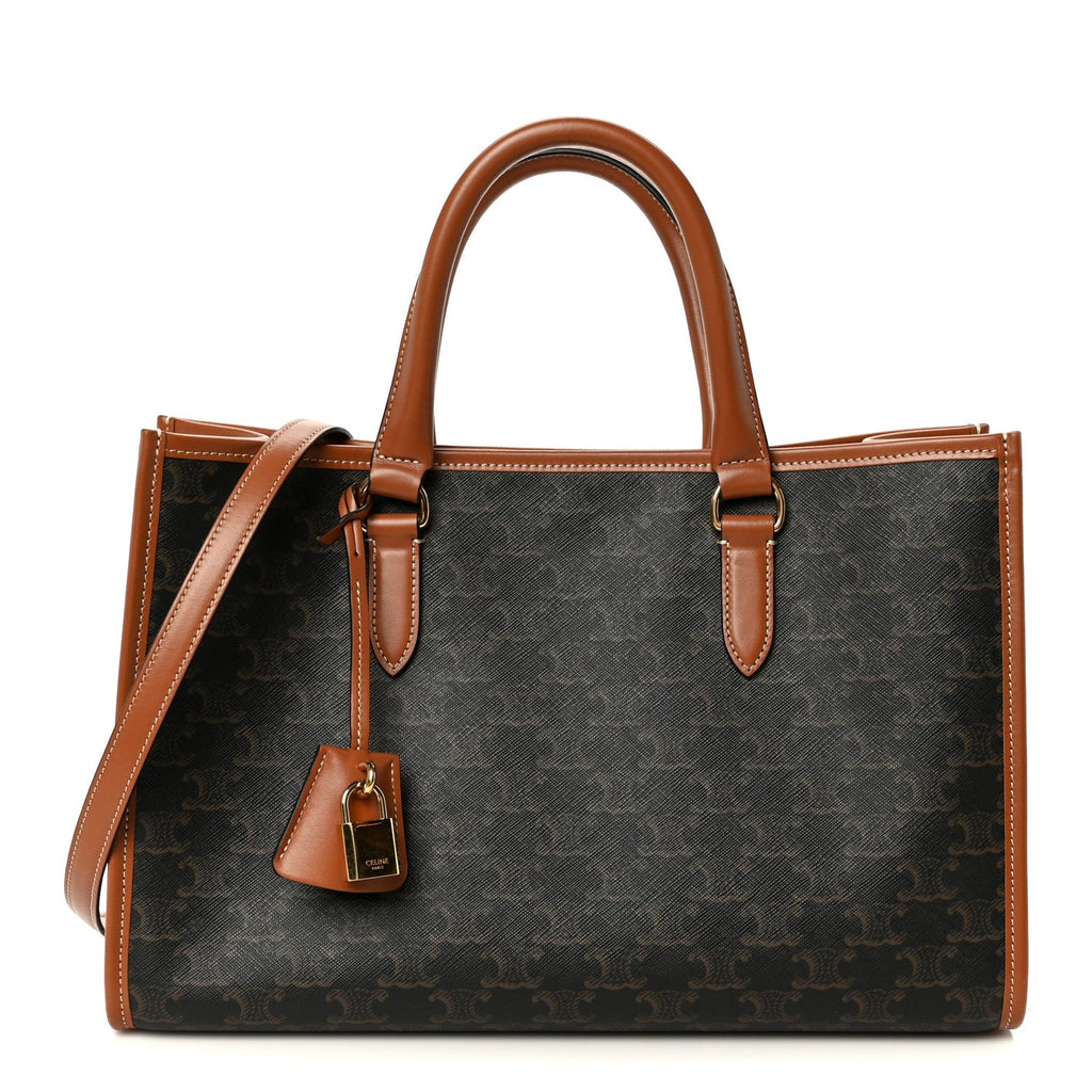 Triomphe Canvas Calfskin Mini Horizontal Cabas Tan