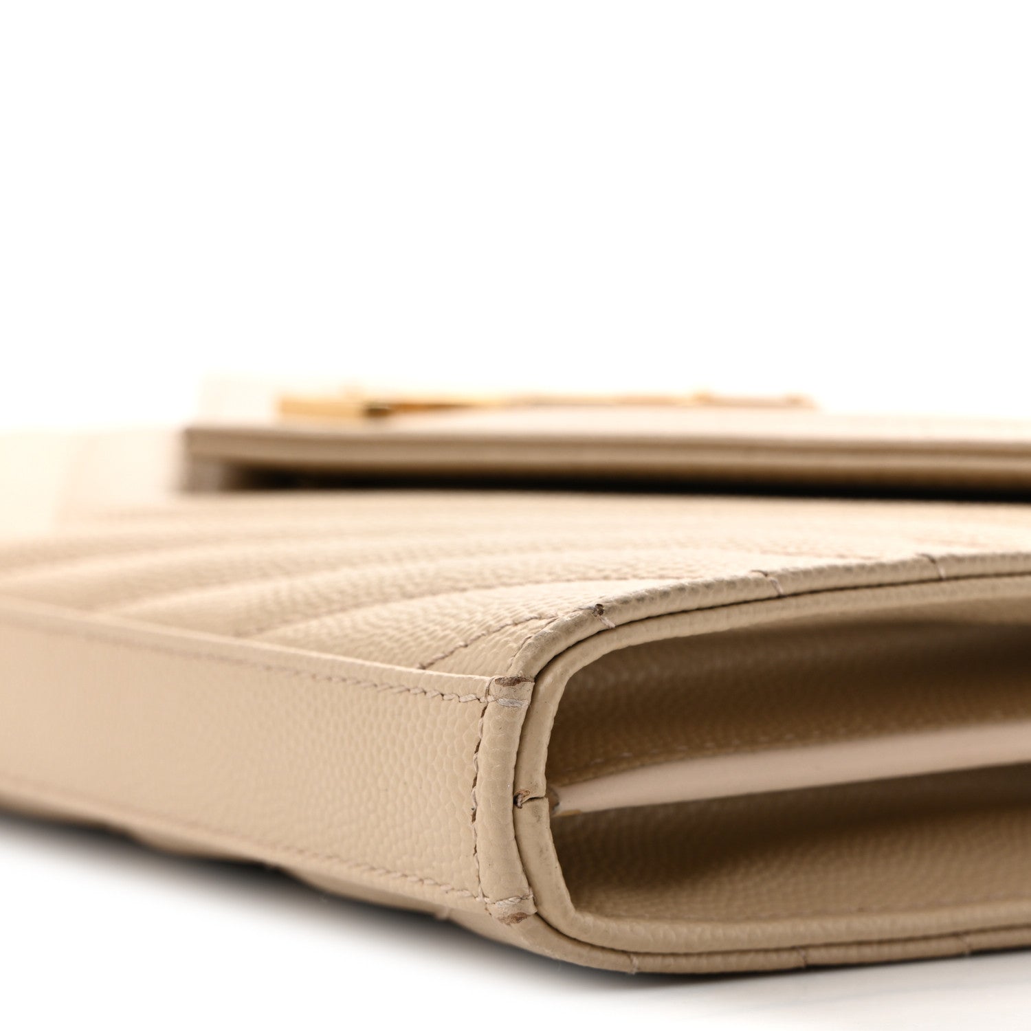 Grain De Poudre Matelasse Chevron Monogram Chain Wallet Dark Beige