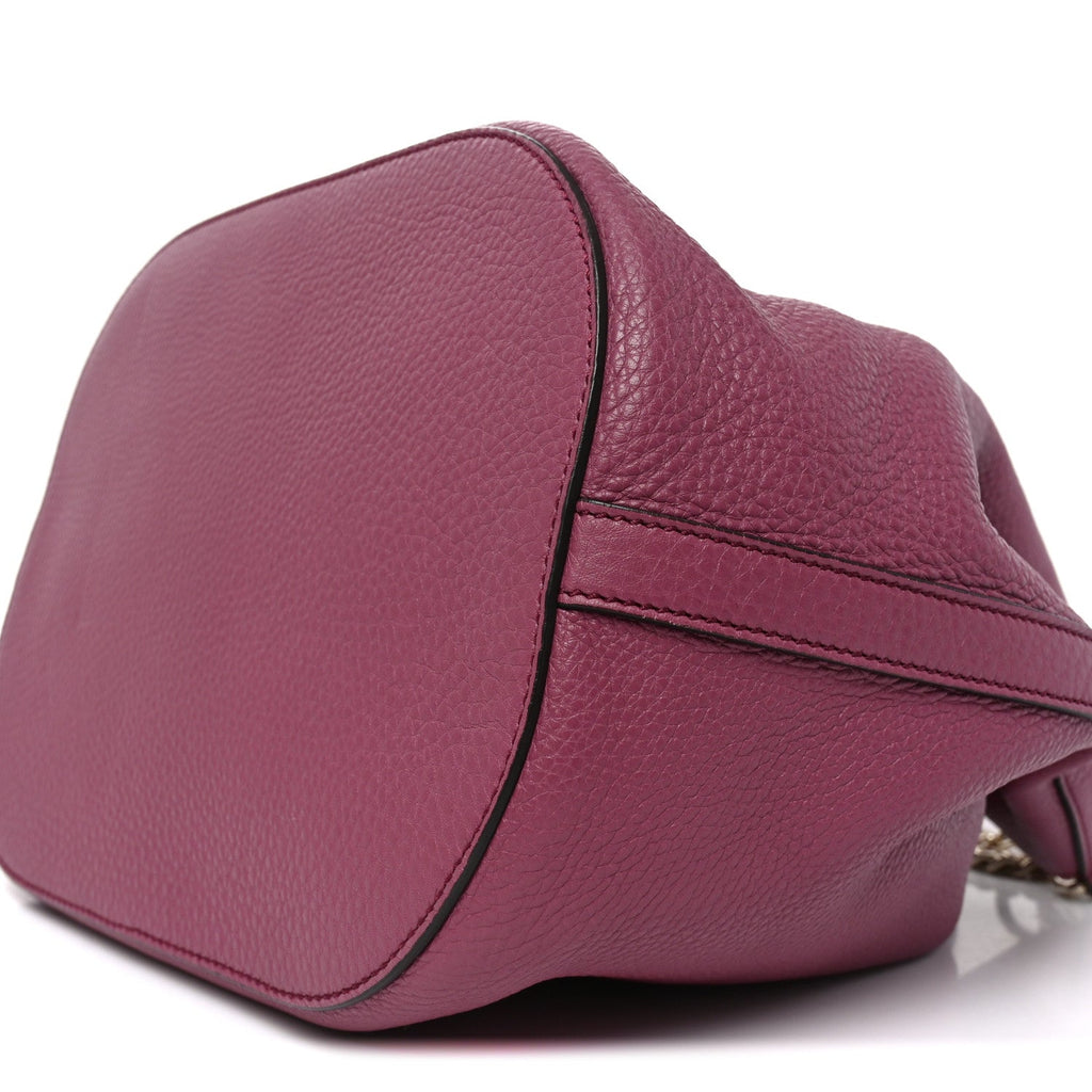 Pebbled Calfskin Miss Bamboo Bucket Bag Purple