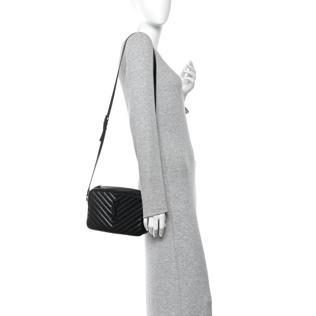 Calfskin Matelasse Monogram Monochrome Lou Camera Bag Black