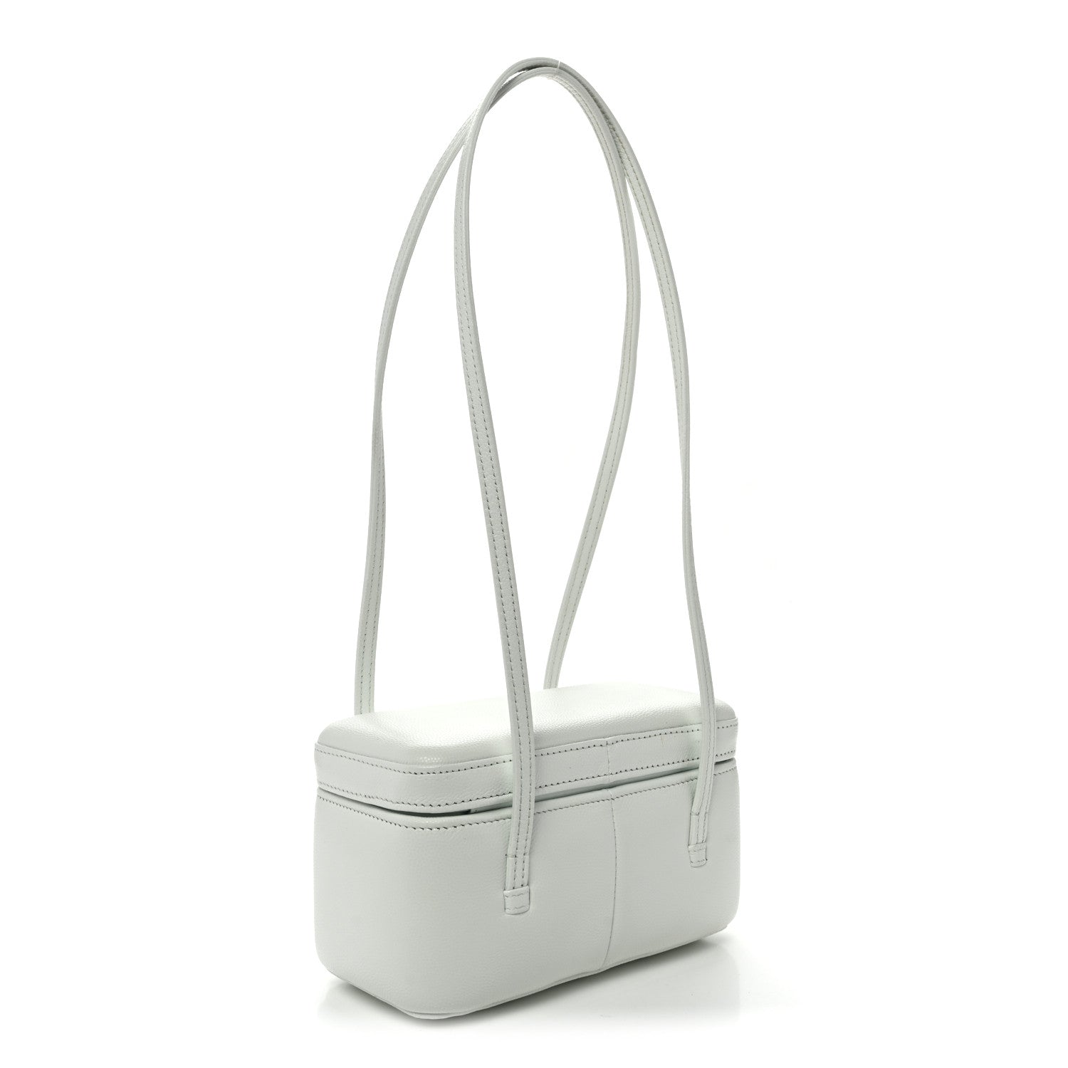 Shiny Caviar Preppy Coco Long Vanity With Strap Light Purple Light Blue