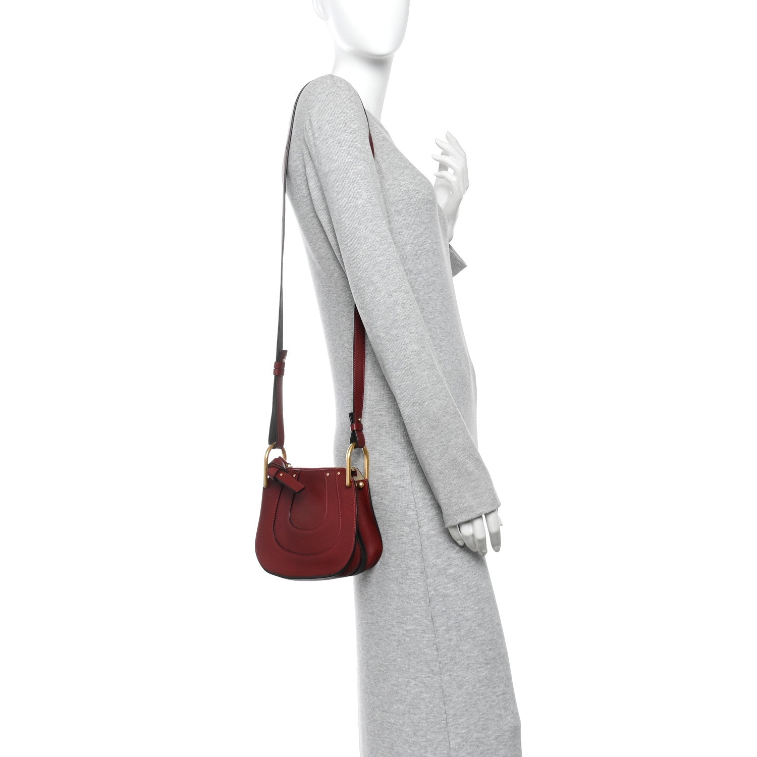 Grained Calfskin Nano Hayley Hobo Sienna Red