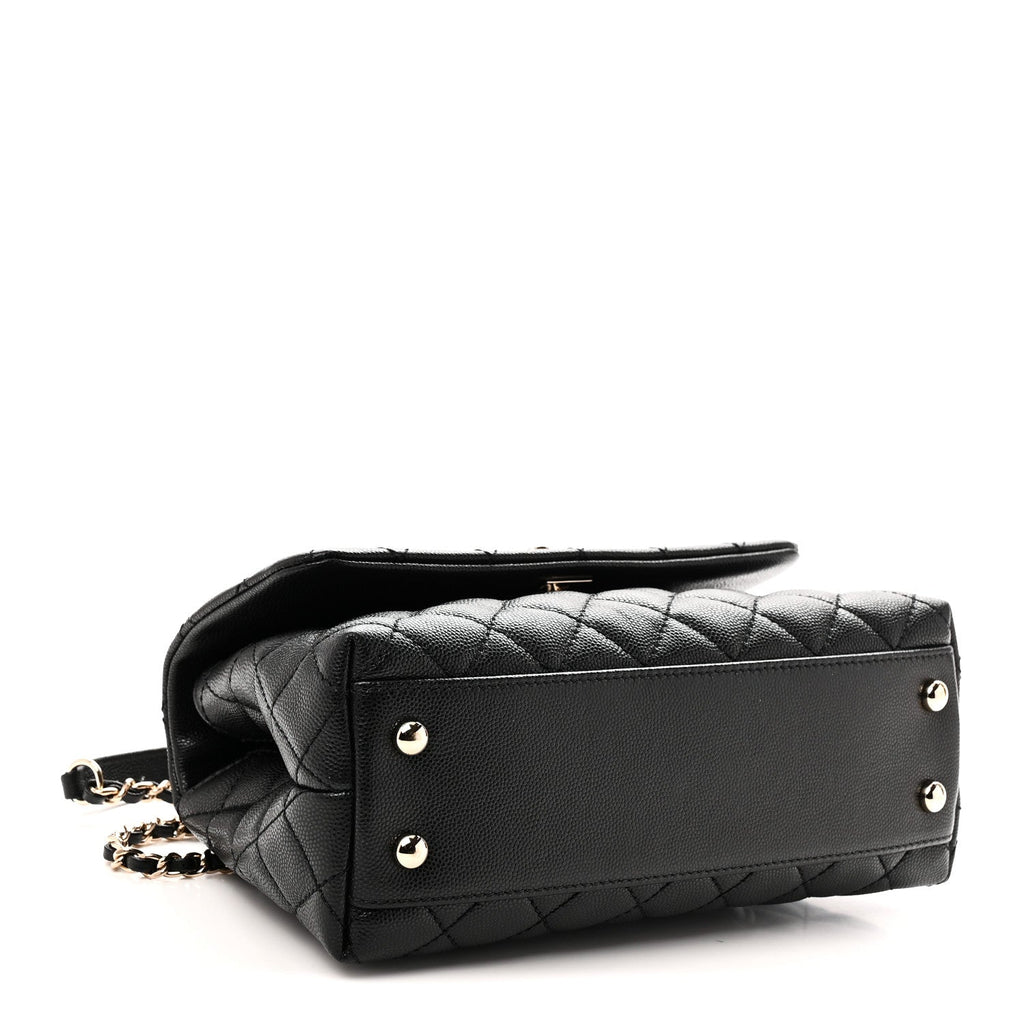 Caviar Quilted Mini Coco Handle Flap Black