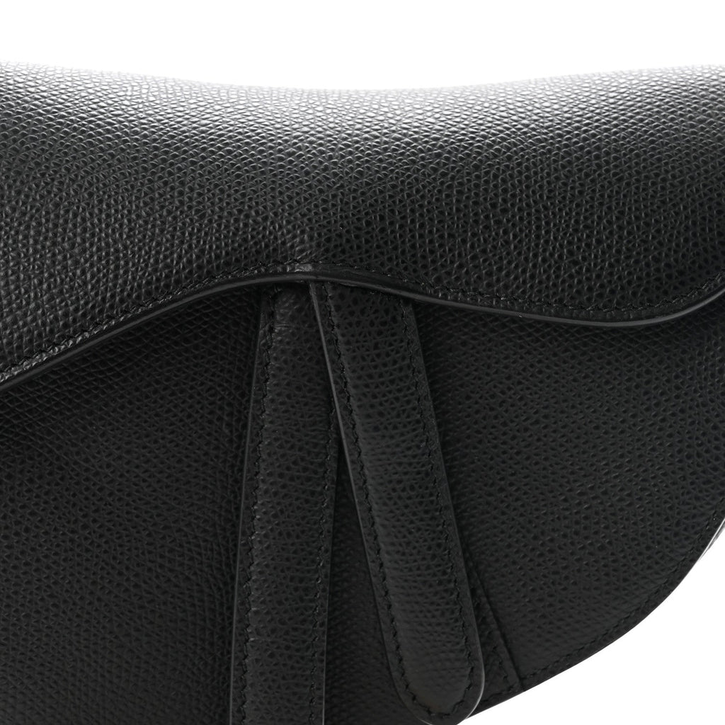 Grained Calfskin Mini Saddle Bag Black