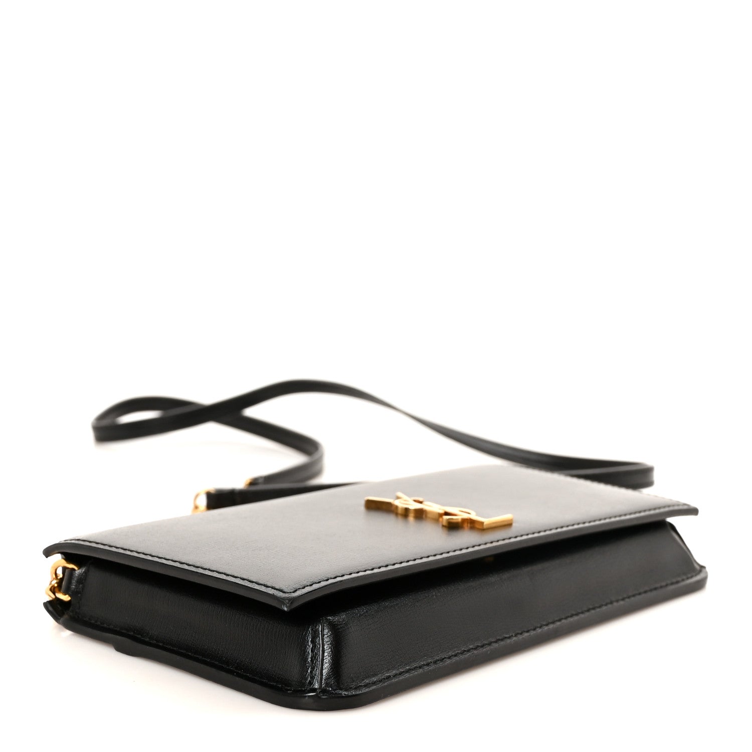 Grained Calfskin Monogram Phone Holder Crossbody Black