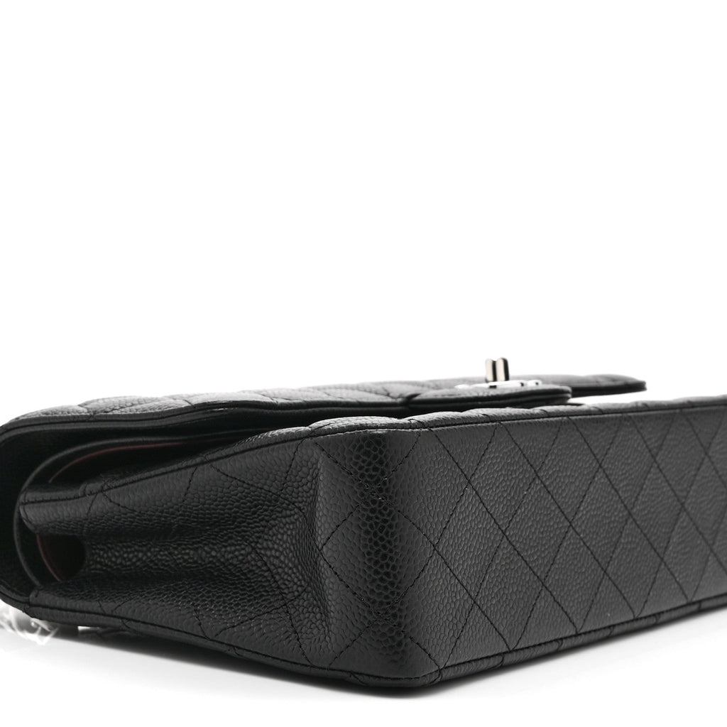 Caviar Quilted Medium Double Flap Black