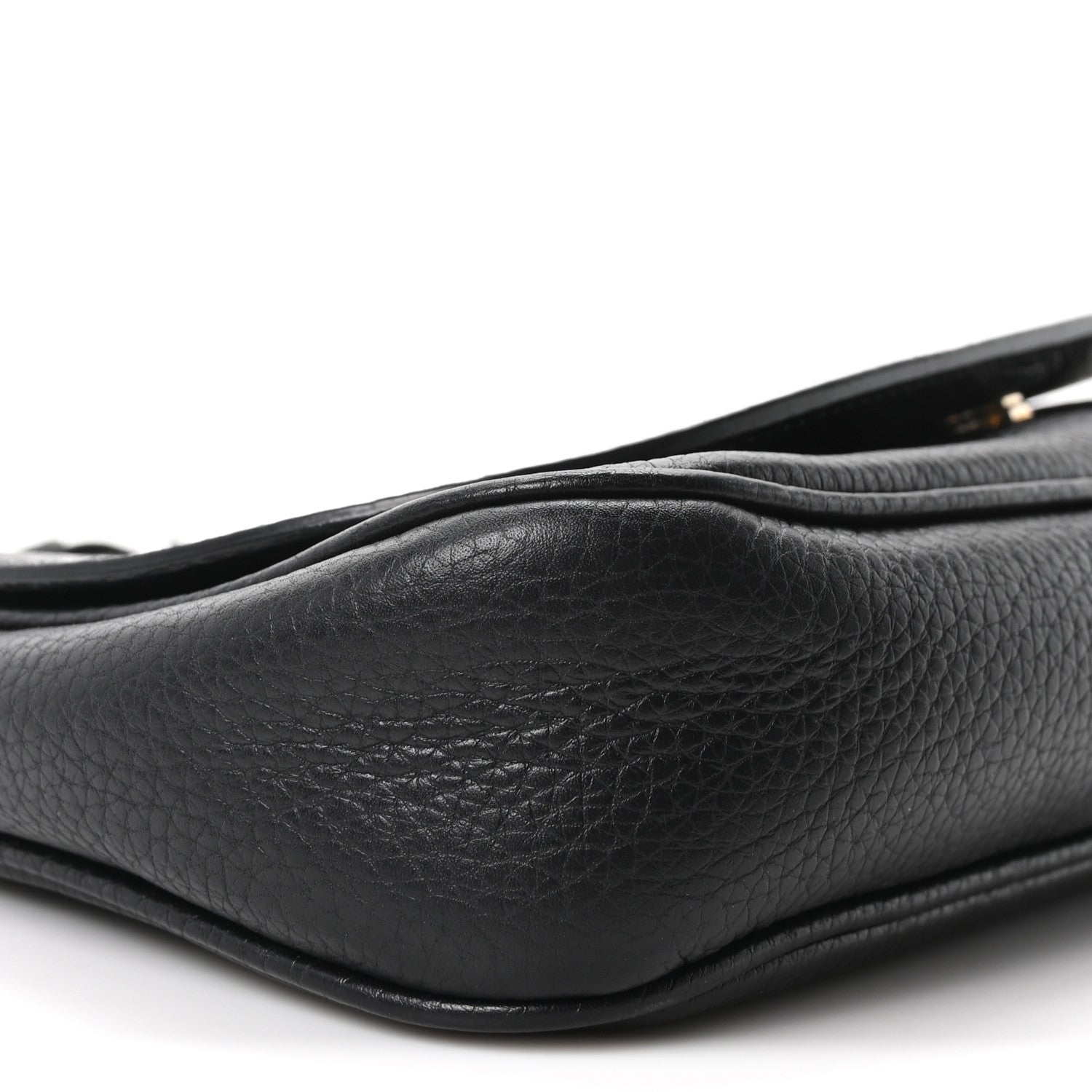 Pebbled Calfskin Medium Soho Flap Crossbody Black