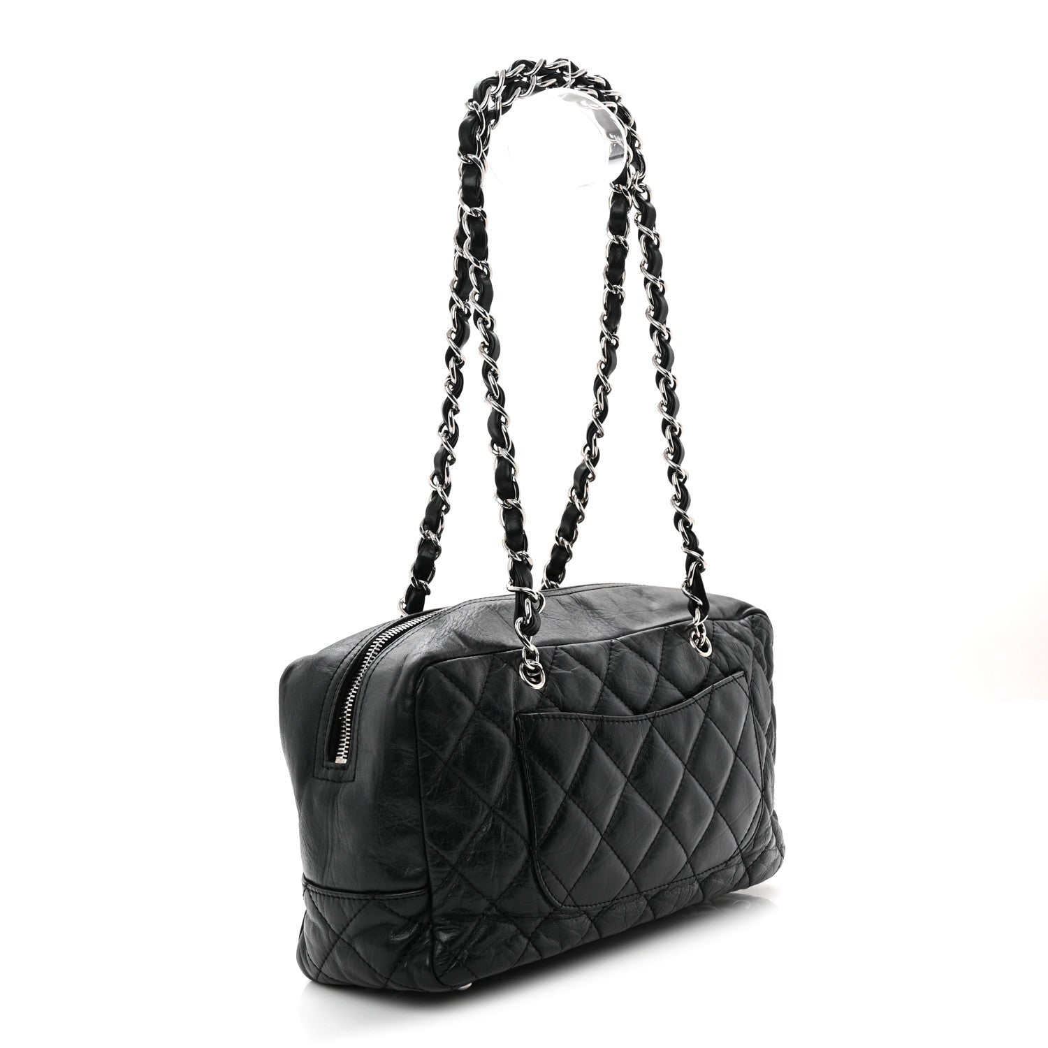 Aged Calfskin Quilted Cotton Club Bowler Black