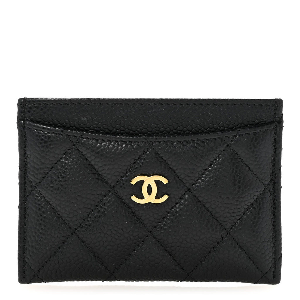 Caviar Quilted Card Holder Black