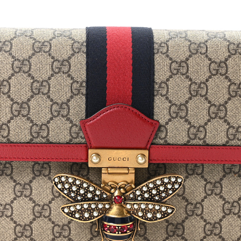 GG Supreme Monogram Medium Queen Margaret Shoulder Bag Red