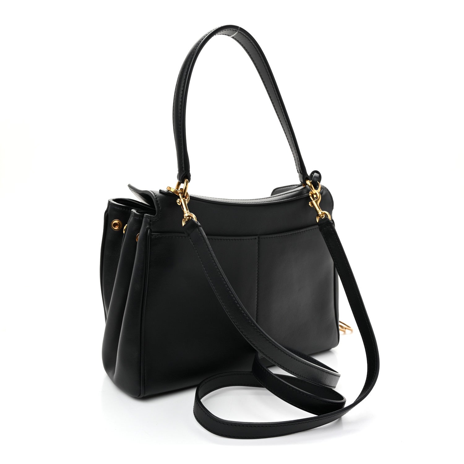 Natural Smooth Calfskin Small Rodeo Top Handle Handbag Black
