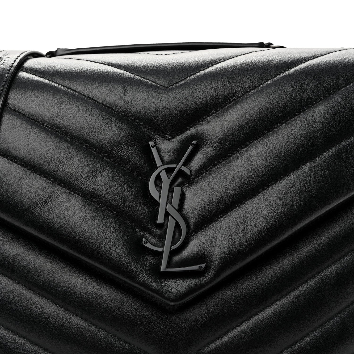 Calfskin Y Quilted Monogram Monochrome Medium Loulou Chain Satchel Black