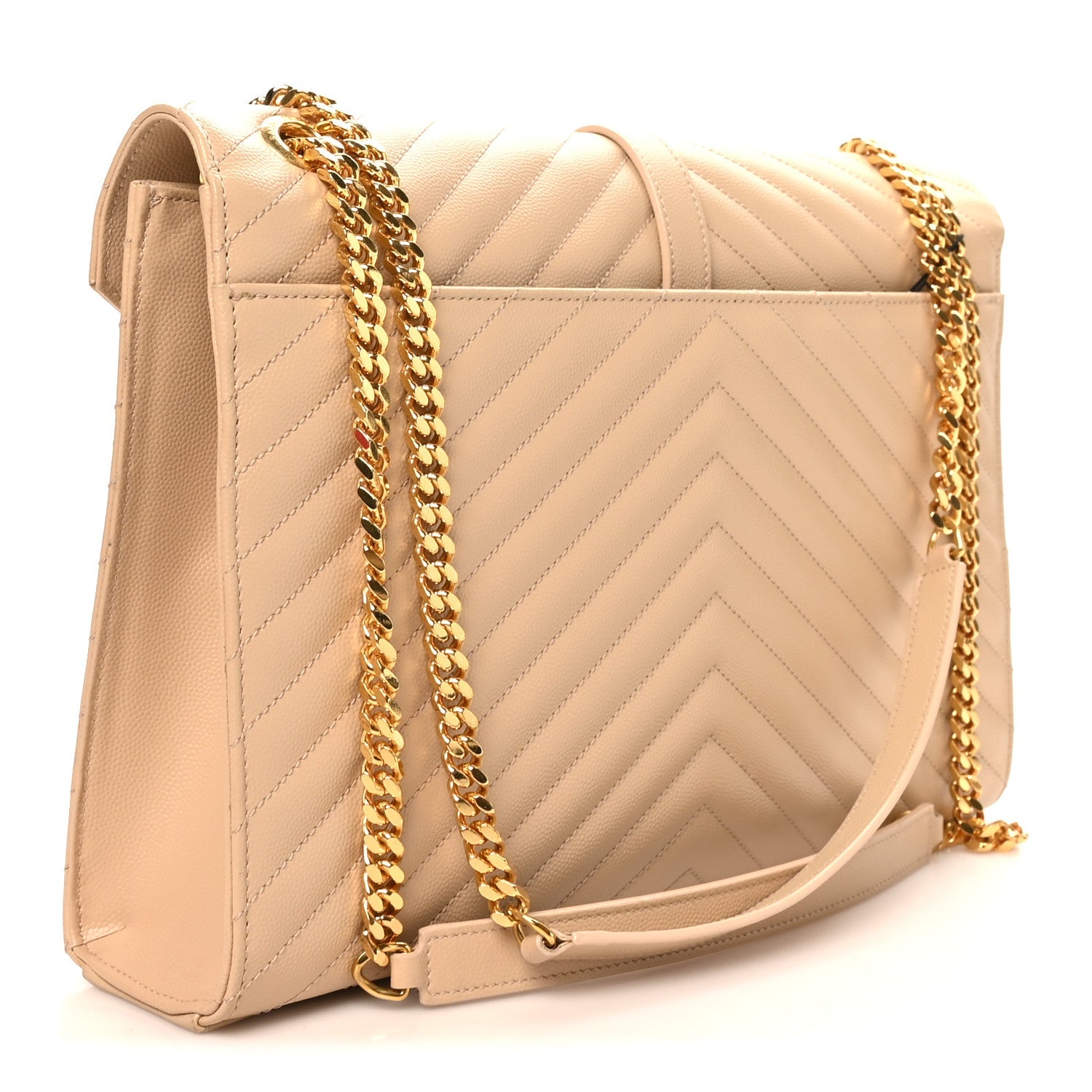 Grain De Poudre Matelasse Chevron Large Monogram Satchel Nude Powder