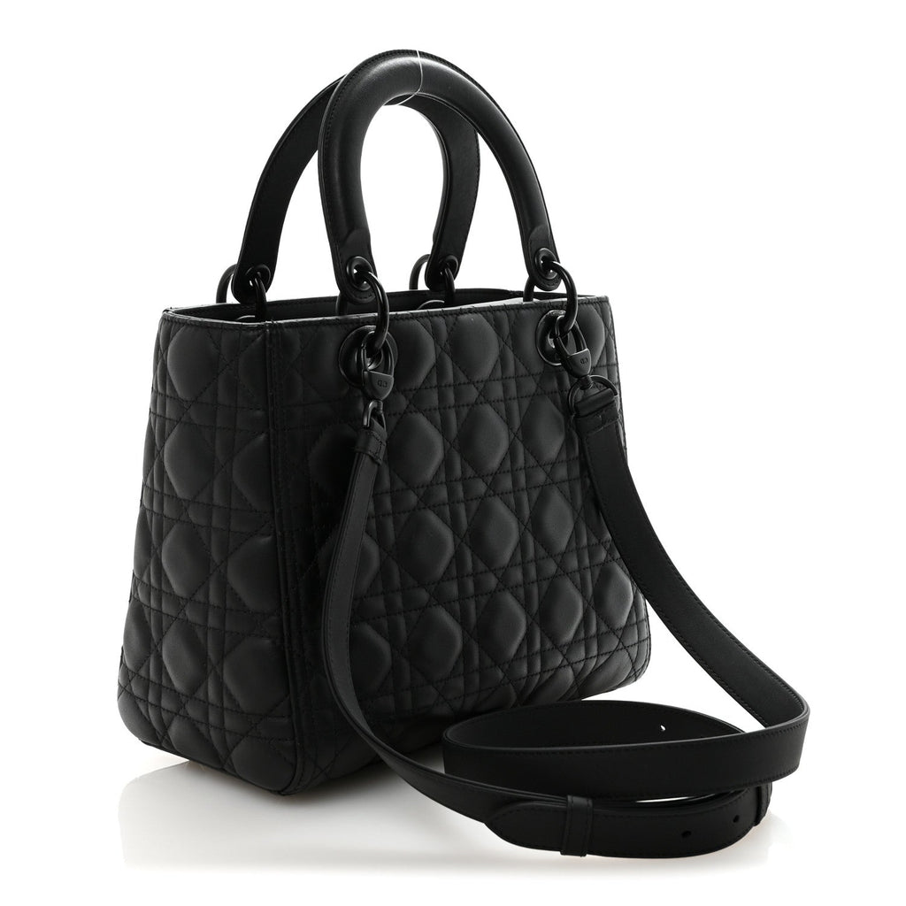 Ultra Matte Calfskin Cannage Medium Lady Dior Black
